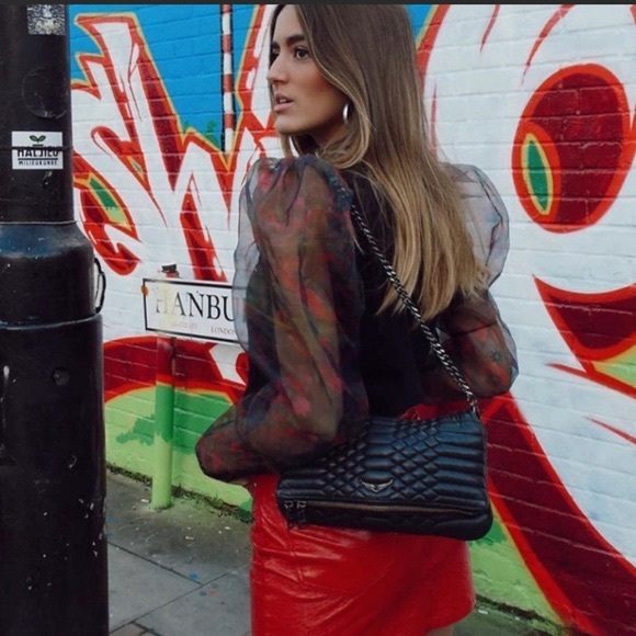 Zara Tops - Zara Blogger Fave Organza Red Black Floral Top XS